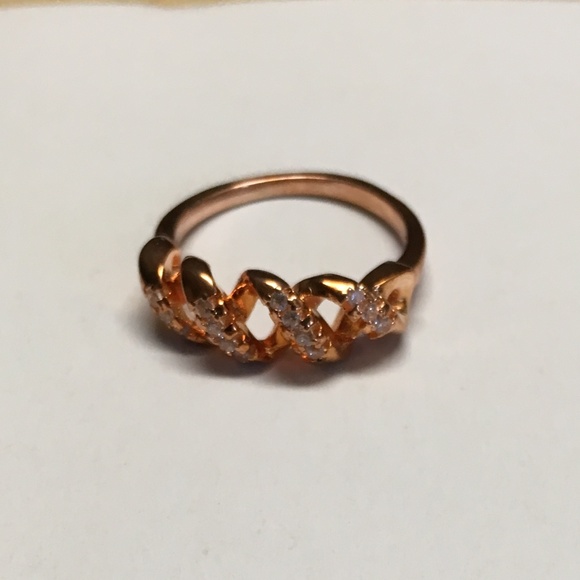 NIB ASHLYNN AVENUE 18K ROSE-GOLD WEAVE RING SIZE 7 - Picture 3 of 6